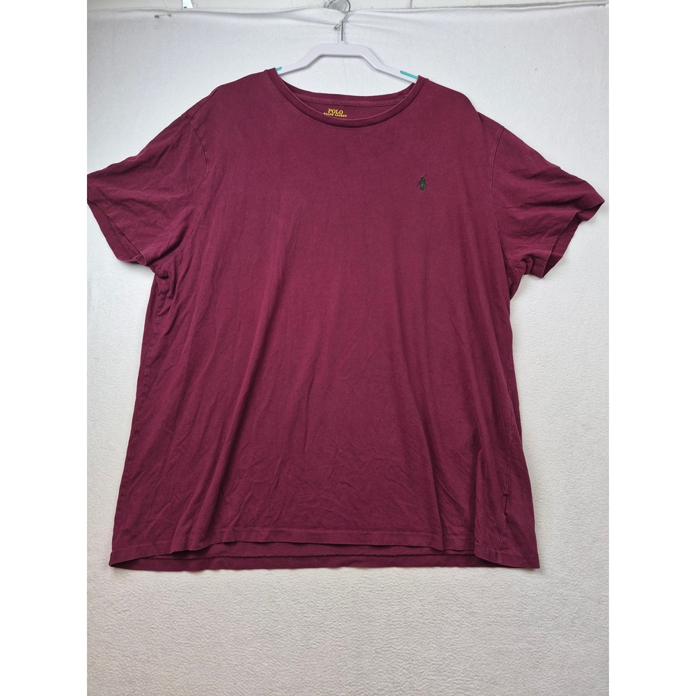 Polo Ralph Lauren Mens XXL Burgundy Maroon Cotton Short Sleeve Pony Logo T-Shirt